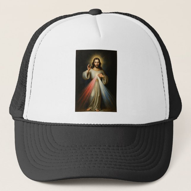 Jesus of the Divine Mercy Trucker Hat Truckerkappe (Vorderseite)