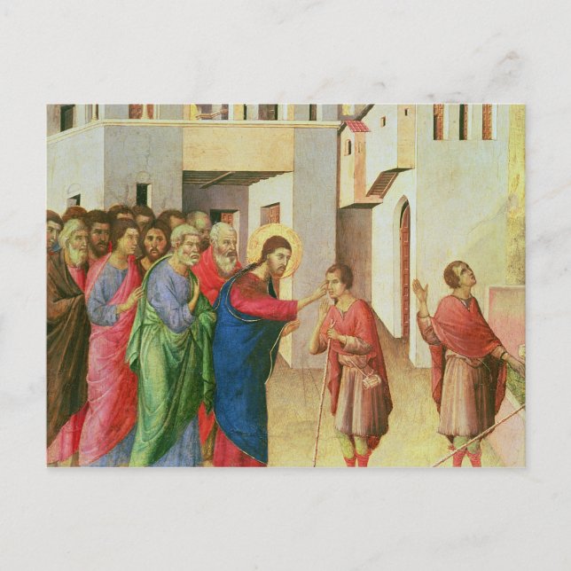 Jesus öffnet die Augen eines Geborenen Menschen Bl Postkarte (Vorderseite)