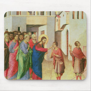 Jesus öffnet die Augen von einem Mann-geborenen Mousepad