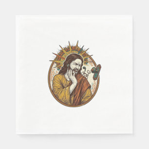 Jesus-Ohrhörerkabel am Türknauf hängengeblieben he Serviette