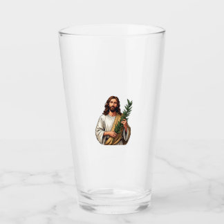 Jesus Olivenzweig Vintage graviertes T-Shirt 2 Glas
