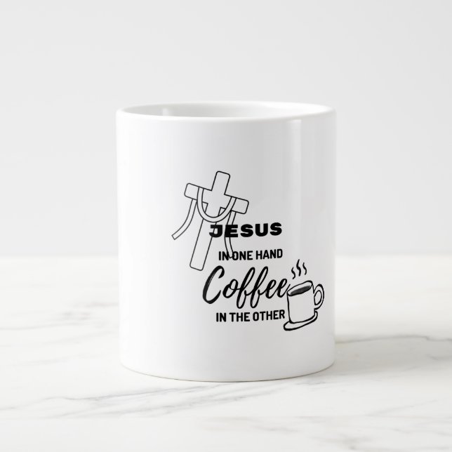 Jesus on one hand, Coffee on the other Jumbo-Tasse (Vorderseite)