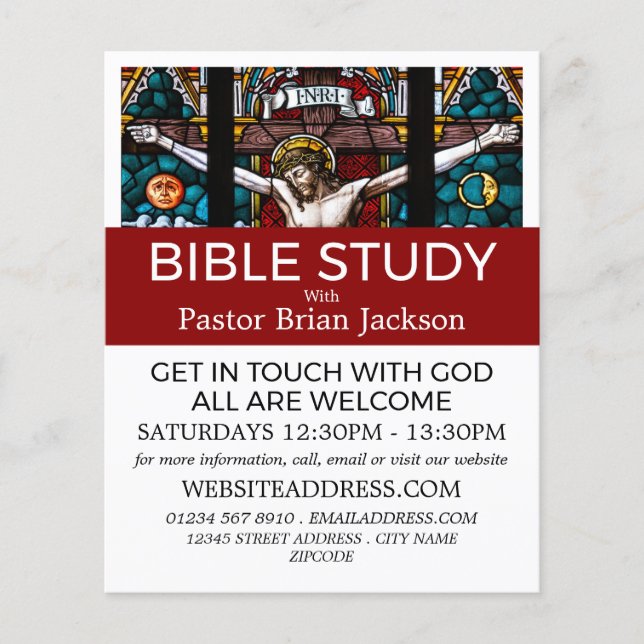 Jesus on the Cross, Christian Bible Class Advert Flyer (Vorne)