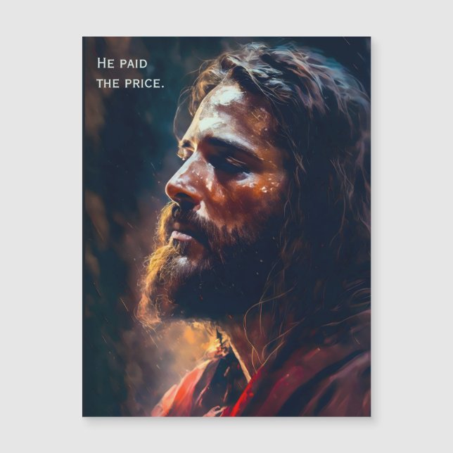 Jesus Ostern - Er bezahlte den Preis - erlöstes Ma Magnetkarte (Vorderseite)