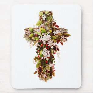 Jesus Ostersonntag blühendes Kreuz Mousepad