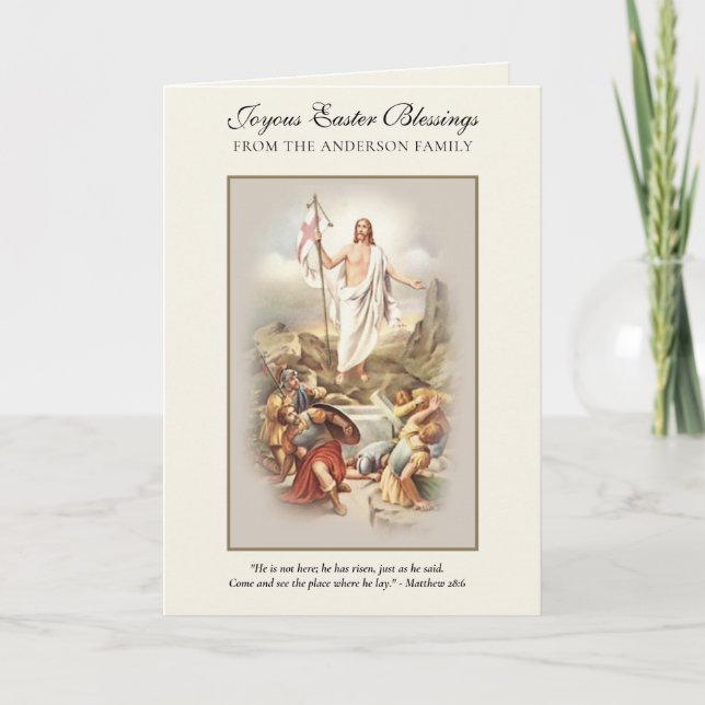 Jesus Osterwiederauferstehung Gebetsschrift Feiertagskarte (Vorderseite)