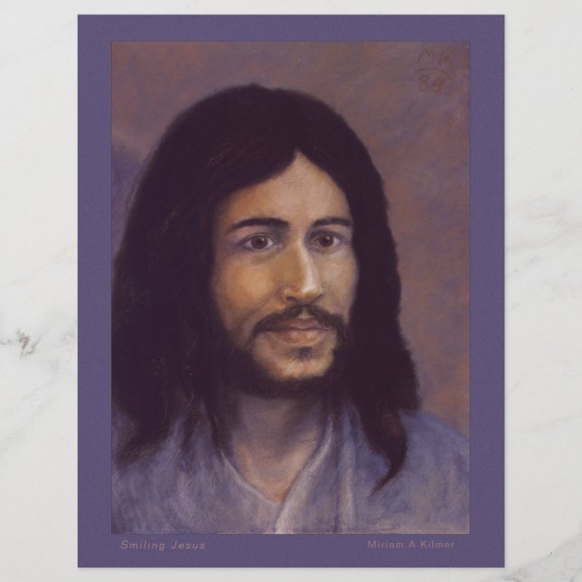 Jesus Pastel Gemälde von Miriam Kilmer lächeln (Vorderseite)