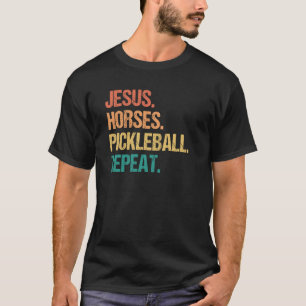 Jesus Pferde Pickleball Wiederholung Kirche Pickle T-Shirt