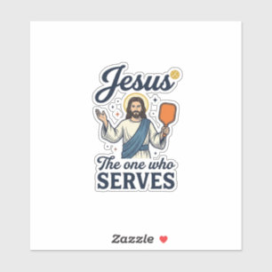 Jesus Pickleball Der, der Serviert Shirt Aufkleber