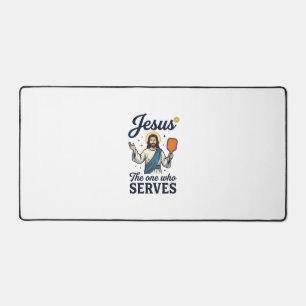 Jesus Pickleball Der, der Serviert Shirt Schreibtischunterlage