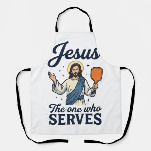 Jesus Pickleball Der, der Serviert Shirt Schürze