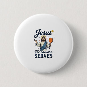 Jesus Pickleball Derjenige, der serviert Hemd Button