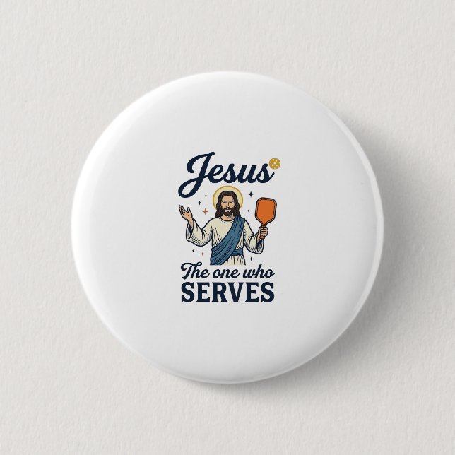 Jesus Pickleball Derjenige, der serviert Hemd Button (Vorderseite)