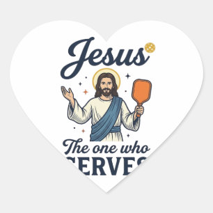 Jesus Pickleball Derjenige, der serviert Hemd Herz-Aufkleber