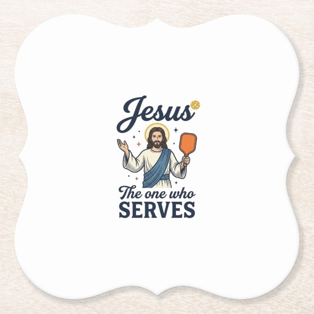 Jesus Pickleball Derjenige, der serviert Hemd Untersetzer (Vorderseite)