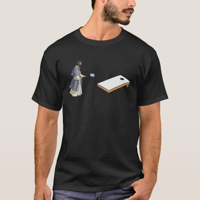 Jesus Playing Cornhole   Cornhole T-Shirt (Vorderseite)