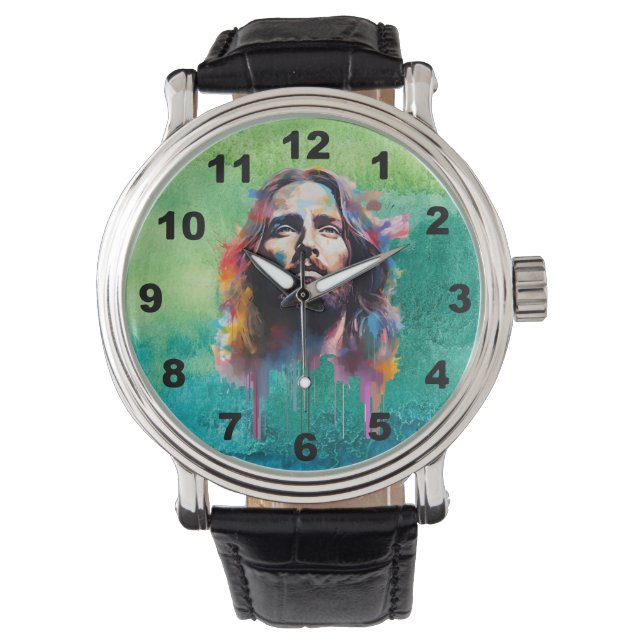Jesus Portrait Watch Armbanduhr (Vorderseite)