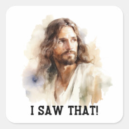 Jesus-Portraitaufkleber - Ich sah dieses religiöse Quadratischer Aufkleber