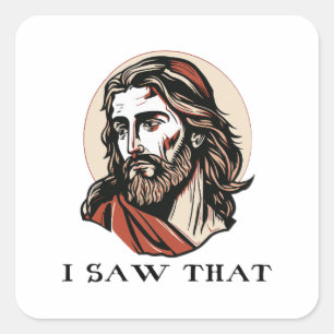 Jesus-Portraitaufkleber - Ich sah dieses religiöse Quadratischer Aufkleber