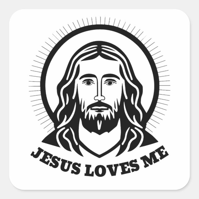 Jesus-Portraitaufkleber - Jesus Liebe mir Quadratischer Aufkleber (Vorderseite)