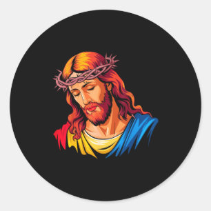 Jesus-Porträt-Kunst Christlich Religiös  Runder Aufkleber