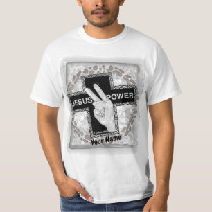 Jesus Power Christliches Kreuz T-Shirt
