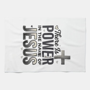 Jesus Power Religiöses Vintage-Typografie-Shirt Geschirrtuch