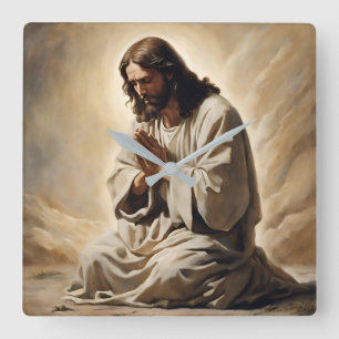 Jesus Praing Wall Clock Quadratische Wanduhr