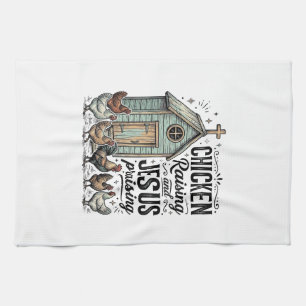 Jesus preisendes Vintage-Farm-Shirt für Hühnerhalt Geschirrtuch