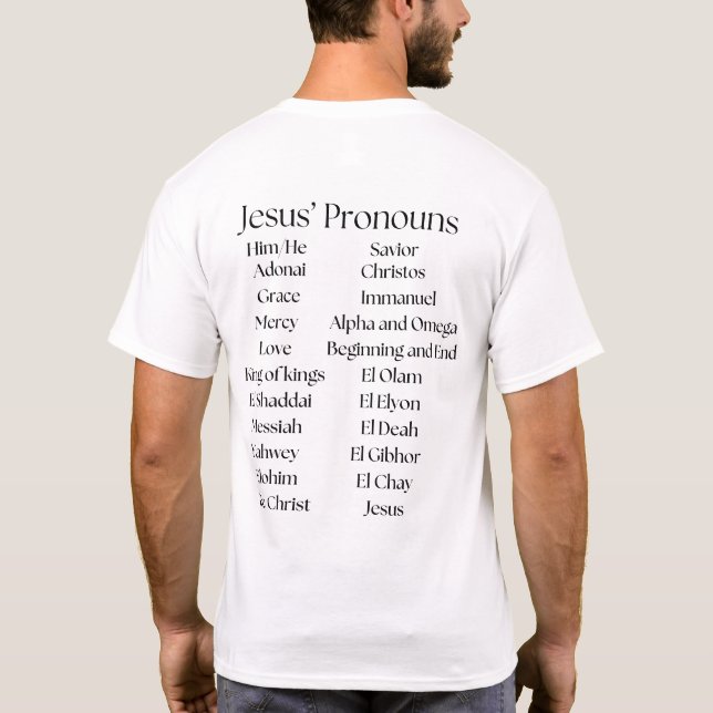 Jesus' Pronos Christlicher T - Shirt (Rückseite)