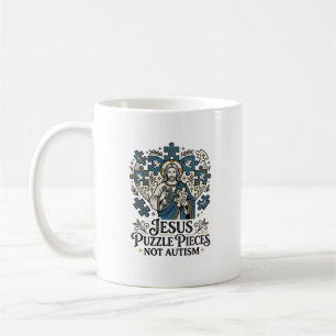 Jesus-Puzzleteile Nicht Autismus Jesus-Puzzleteile Kaffeetasse