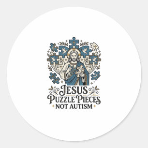 Jesus-Puzzleteile Nicht Autismus Jesus-Puzzleteile Runder Aufkleber