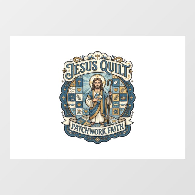 Jesus Quilt Patchwork Glaube Jesus Quilt Patchwork Fensteraufkleber (Blatt)
