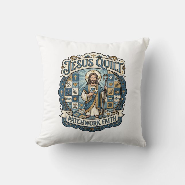 Jesus Quilt Patchwork Glaube Jesus Quilt Patchwork Kissen (Vorderseite)
