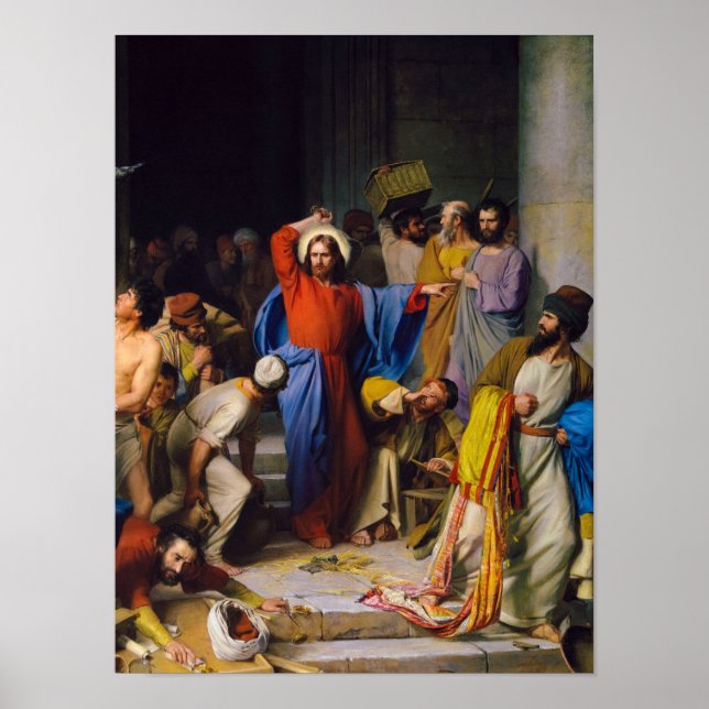 Jesus rätselt den Tempel von Carl Bloch Poster (Vorne)
