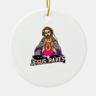 Jesus Rave Weihnachts-EDM Music X-Mas Party Christ Keramik Ornament