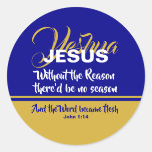 JESUS REASON SAASON Christlich CHRISTMAS blau Runder Aufkleber