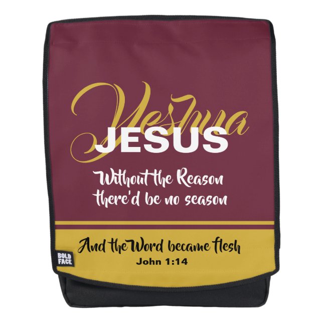 JESUS REASON SAASON Christliche Schrift Weihnachte Rucksack (Vorderseite)
