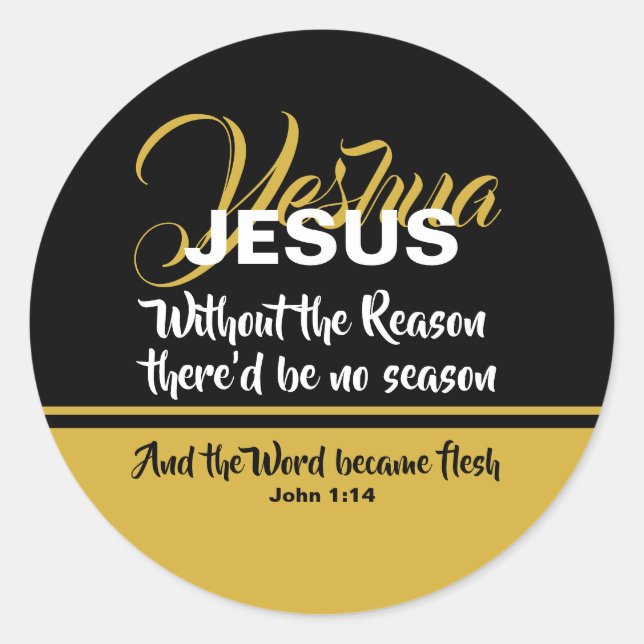 JESUS REASON SAASON CHRISTMAS Scripting Christlich Runder Aufkleber (Vorderseite)