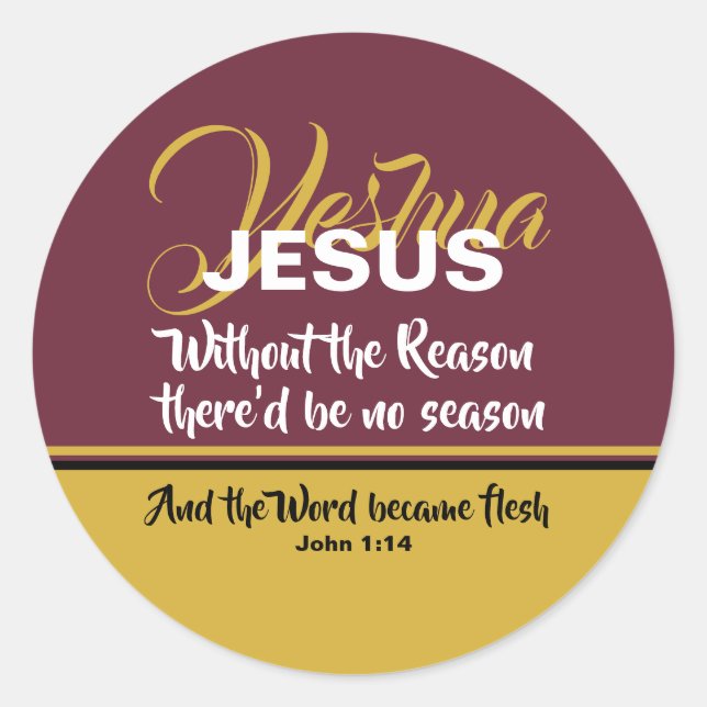 JESUS REASON SAASON Scripture CHRISTMAS Christlich Runder Aufkleber (Vorderseite)