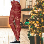 Jesus Red Gold Christliche religiöse Weihnachtsges Leggings<br><div class="desc">Fügen Sie eine elegante, bedeutungsvolle Touch zu Ihren Weihnachten mit diesen rot-goldenen, religiösen Weihnachtsliedern Leggings mit dem Bibelversum Luke 2:11-12 hinzu (Denn für Sie ist heute in der Stadt David a Erretter, der Christus der Herr ist, abgebrannt. Und dies wird euch ein Zeichen sein). Um Änderungen an dieser Vorlage vorzunehmen,...</div>