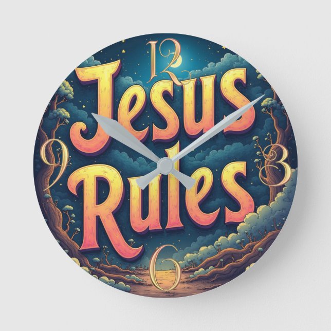 Jesus-Regeln Runde Wanduhr (Vorderseite)