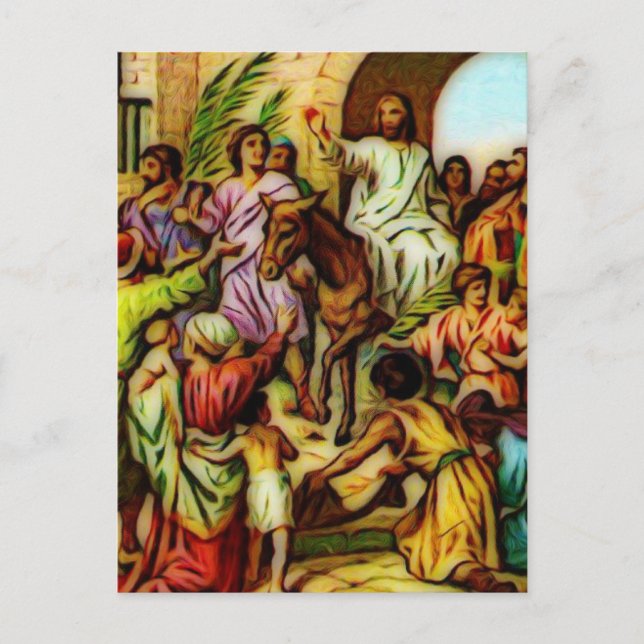 Jesus reitet den Esel in Jerusalem Postkarte (Vorderseite)