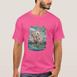 Jesus reitet im Weltraum T-Rex Dinosaurier Meme Sc T-Shirt