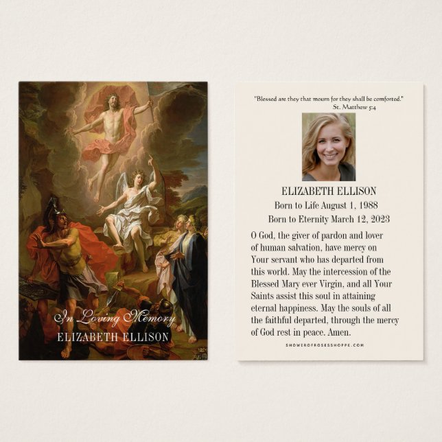 Jésus Résurrection Funéraire Prière Sainte Carte (Devant & derrière)