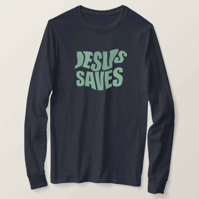 Jesus Rette |Blue Print| Basic Long Sleeve T - Shi T-Shirt (Design vorne)