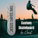 Jesus Rette Bro. Skateboard<br><div class="desc">Modernes,  einfaches Design. Jesus Rette Bro. Graue Wolkenuntergrund. Christliche Skateboards</div>