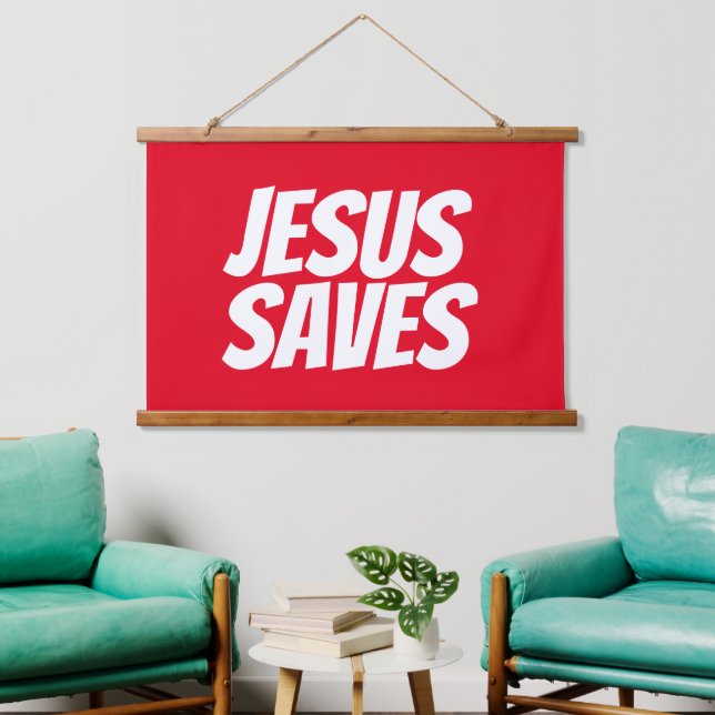 Jesus Rette Christliche Tapestry-Dekoration Wandteppich Mit Holzrahmen (Wohnzimmer)