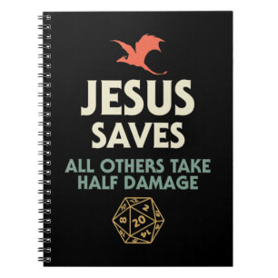 Jesus Rette DM Dragon D20 Dice Gift RPG Rolle Play Notizblock