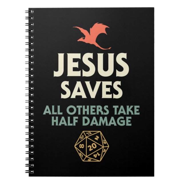 Jesus Rette DM Dragon D20 Dice Gift RPG Rolle Play Notizblock (Vorderseite)